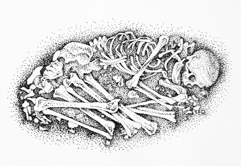 A small dotwork drawing from an excavation in the Rynek Underground Museum, Krakow, Poland - Ink pen on paper