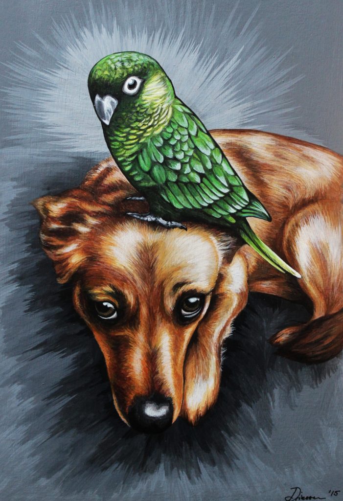 Commissioned pet portrait - Acrylic paint on wood board
