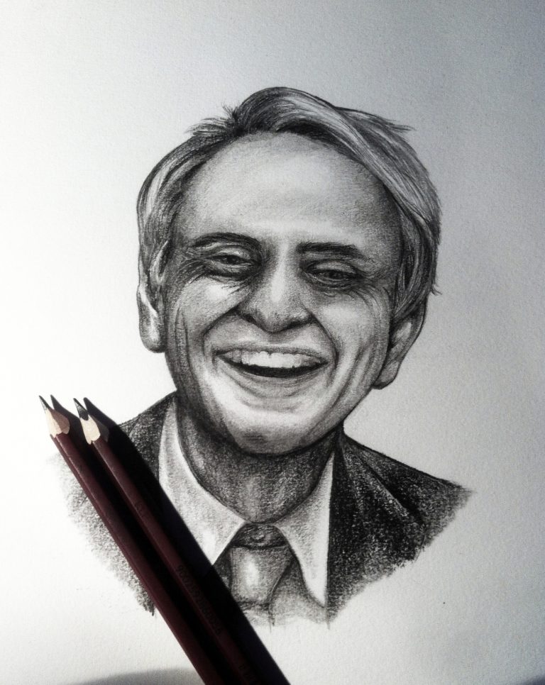 Portrait of Astronomer Carl Sagan - Graphite pencil on paper